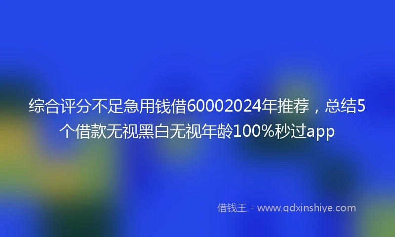 综合评分不足急用钱借60002024年推荐，总结5个借款无视黑白无视年龄100%秒过app