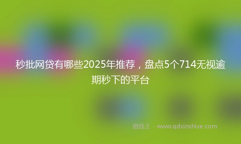 秒批网贷有哪些2025年推荐，盘点5个714无视逾期秒下的平台