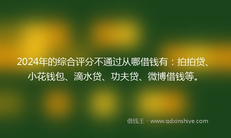 2024年的综合评分不通过从哪借钱有：拍拍贷、小花钱包、滴水贷、功夫贷、微博借钱等。