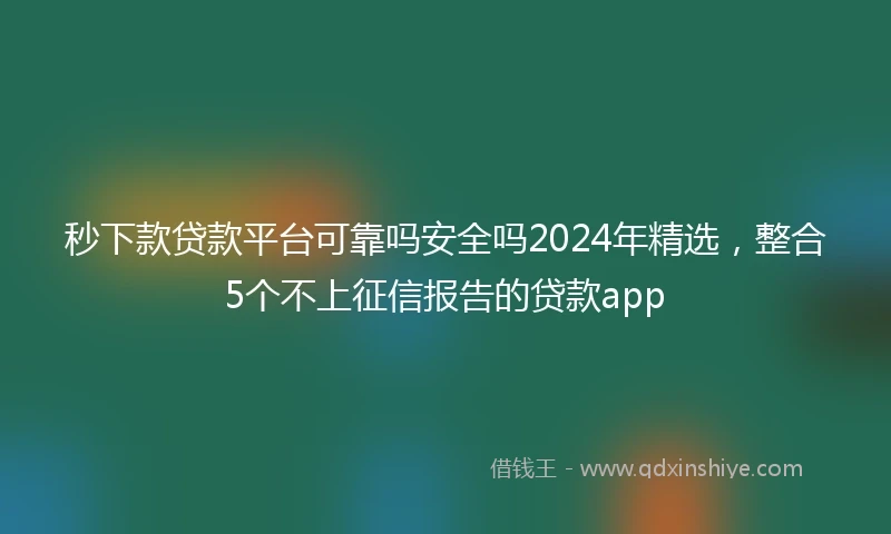 秒下款贷款平台可靠吗安全吗2024年精选,整合5个不上征信报告的贷款app