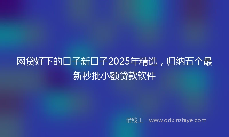 网贷好下的口子新口子2025年精选，归纳五个最新秒批小额贷款软件