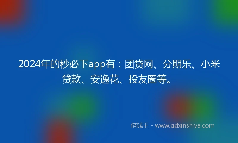 2024年的秒必下app有：团贷网、分期乐、小米贷款、安逸花、投友圈等。