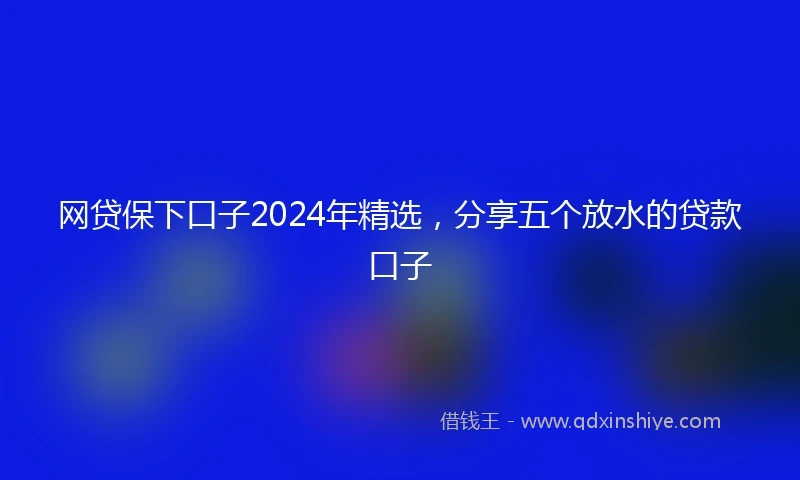 网贷保下口子2024年精选，分享五个放水的贷款口子