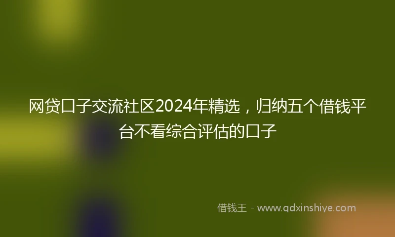 网贷口子交流社区2024年精选，归纳五个借钱平台不看综合评估的口子