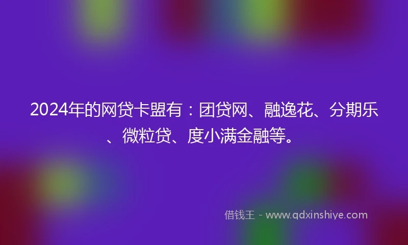 2024年的网贷卡盟有：团贷网、融逸花、分期乐、微粒贷、度小满金融等。