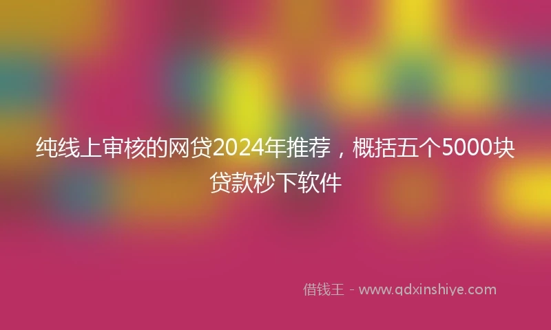 纯线上审核的网贷2024年推荐，概括五个5000块贷款秒下软件