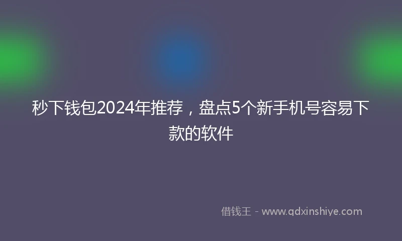 秒下钱包2024年推荐，盘点5个新手机号容易下款的软件
