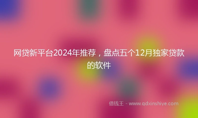 网贷新平台2024年推荐，盘点五个12月独家贷款的软件