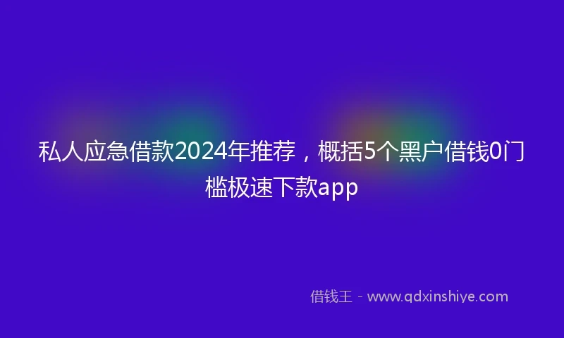 私人应急借款2024年推荐，概括5个黑户借钱0门槛极速下款app