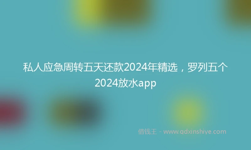 私人应急周转五天还款2024年精选，罗列五个2024放水app
