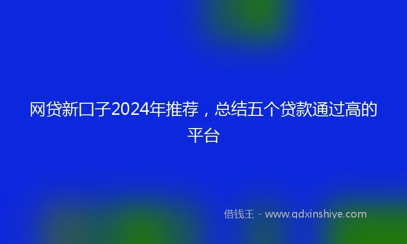 网贷新囗子2024年推荐，总结五个贷款通过高的平台