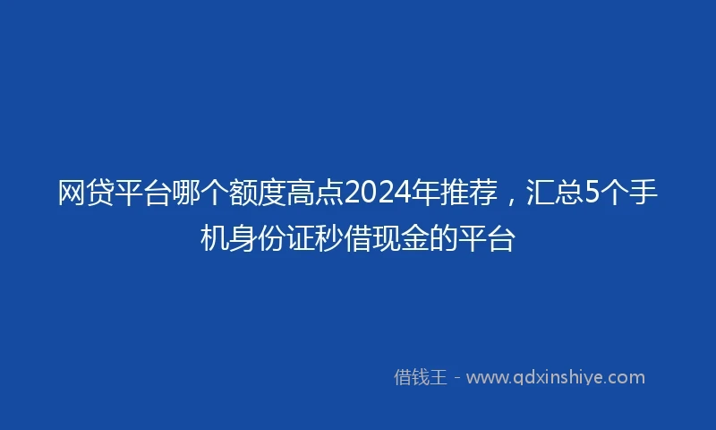 网贷平台哪个额度高点2024年推荐,汇总5个手机身份证秒借现金的平台