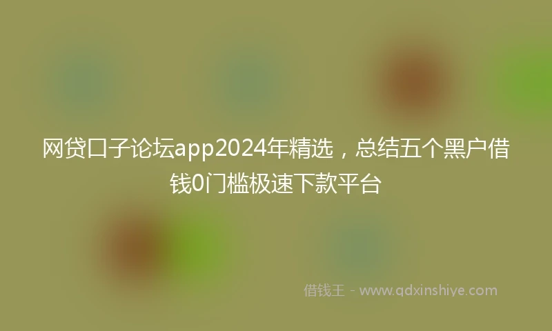 网贷口子论坛app2024年精选，总结五个黑户借钱0门槛极速下款平台