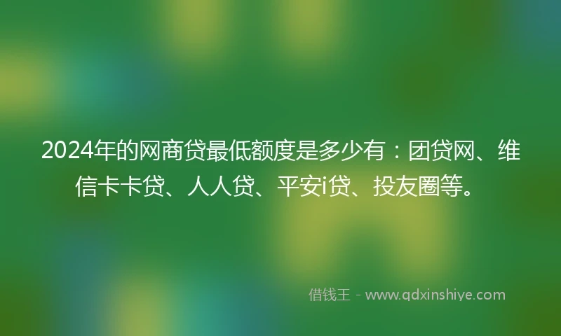 2024年的网商贷最低额度是多少有：团贷网、维信卡卡贷、人人贷、平安i贷、投友圈等。