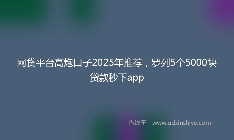 网贷平台高炮口子2025年推荐，罗列5个5000块贷款秒下app