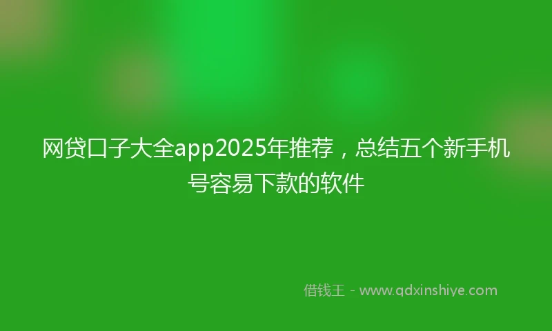 网贷口子大全app2025年推荐，总结五个新手机号容易下款的软件