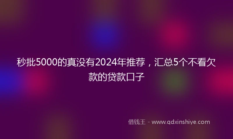 秒批5000的真没有2024年推荐，汇总5个不看欠款的贷款口子