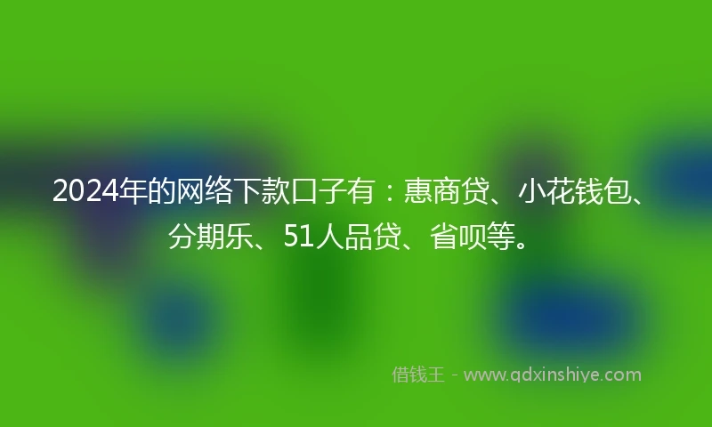 2024年的网络下款口子有：惠商贷、小花钱包、分期乐、51人品贷、省呗等。