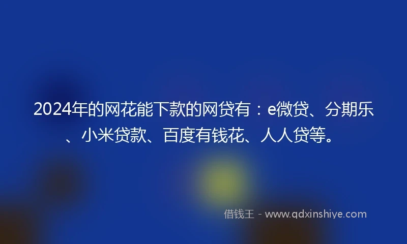 2024年的网花能下款的网贷有：e微贷、分期乐、小米贷款、百度有钱花、人人贷等。