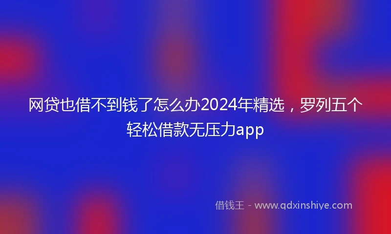 网贷也借不到钱了怎么办2024年精选，罗列五个轻松借款无压力app
