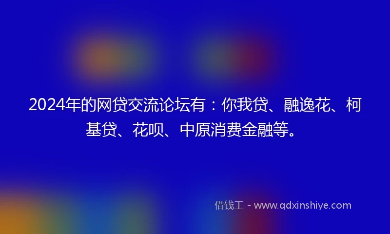 2024年的网贷交流论坛有：你我贷、融逸花、柯基贷、花呗、中原消费金融等。