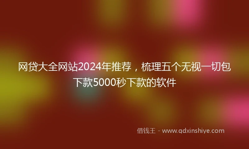 网贷大全网站2024年推荐，梳理五个无视一切包下款5000秒下款的软件