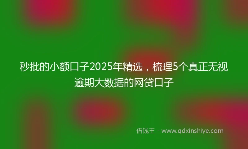 秒批的小额口子2025年精选，梳理5个真正无视逾期大数据的网贷口子