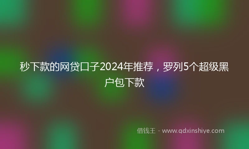 秒下款的网贷口子2024年推荐，罗列5个超级黑户包下款