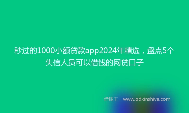 秒过的1000小额贷款app2024年精选，盘点5个失信人员可以借钱的网贷口子