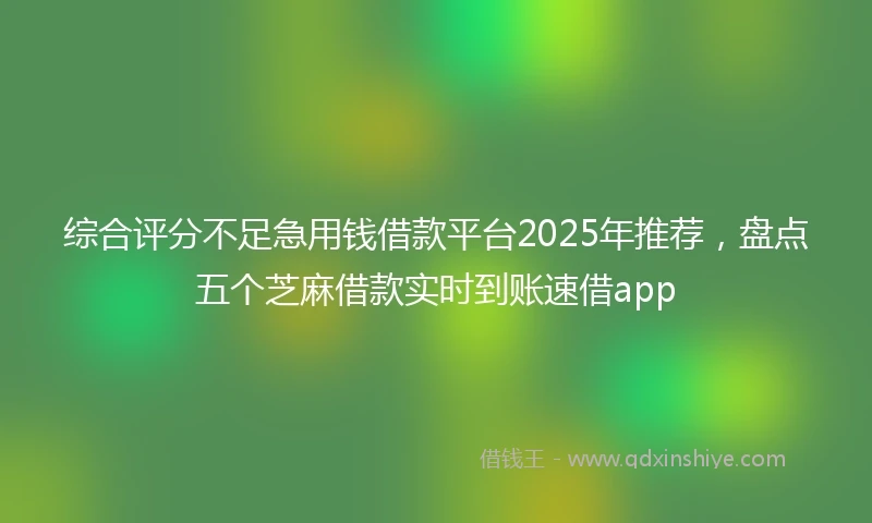 综合评分不足急用钱借款平台2025年推荐，盘点五个芝麻借款实时到账速借app
