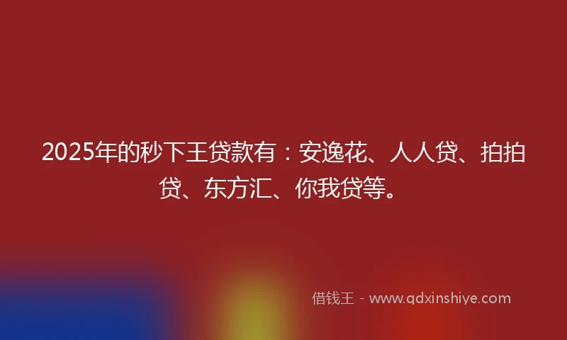 2025年的秒下王贷款有：安逸花、人人贷、拍拍贷、东方汇、你我贷等。