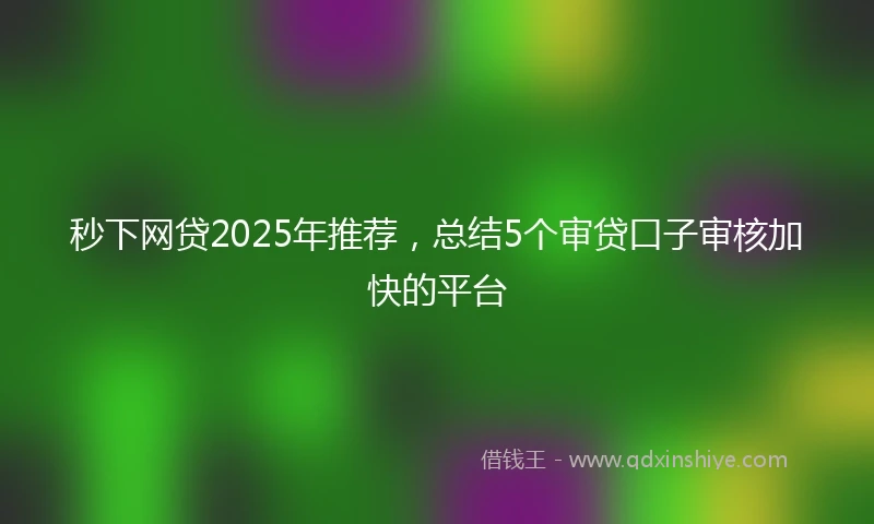 秒下网贷2025年推荐，总结5个审贷口子审核加快的平台
