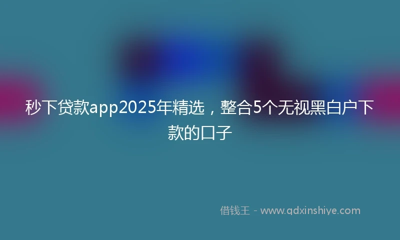 秒下贷款app2025年精选，整合5个无视黑白户下款的口子