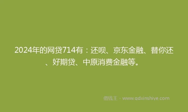 2024年的网贷714有：还呗、京东金融、替你还、好期贷、中原消费金融等。