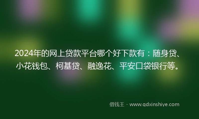 2024年的网上贷款平台哪个好下款有：随身贷、小花钱包、柯基贷、融逸花、平安口袋银行等。
