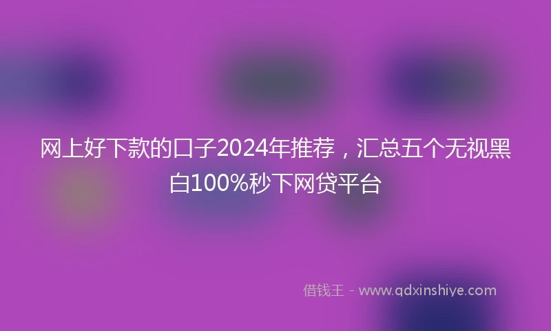 网上好下款的口子2024年推荐，汇总五个无视黑白100%秒下网贷平台