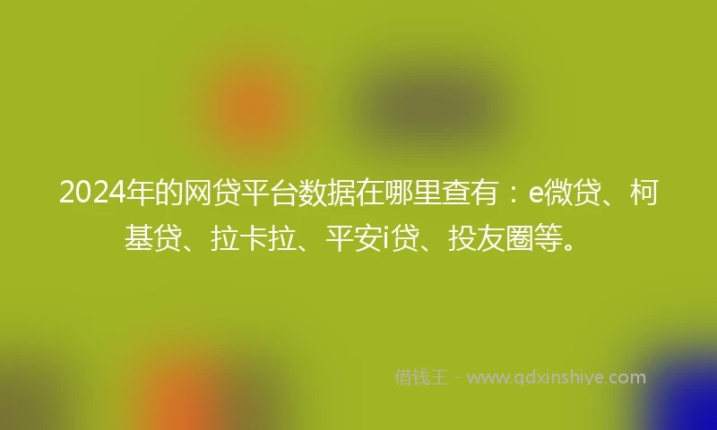 2024年的网贷平台数据在哪里查有：e微贷、柯基贷、拉卡拉、平安i贷、投友圈等。