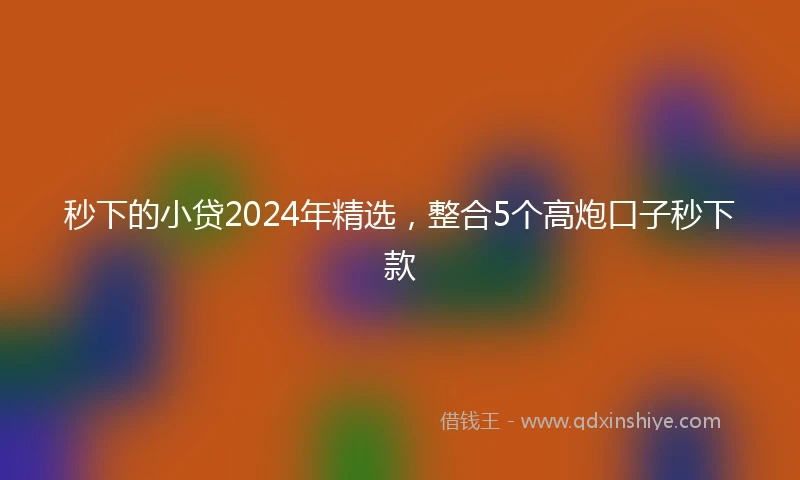 秒下的小贷2024年精选，整合5个高炮口子秒下款