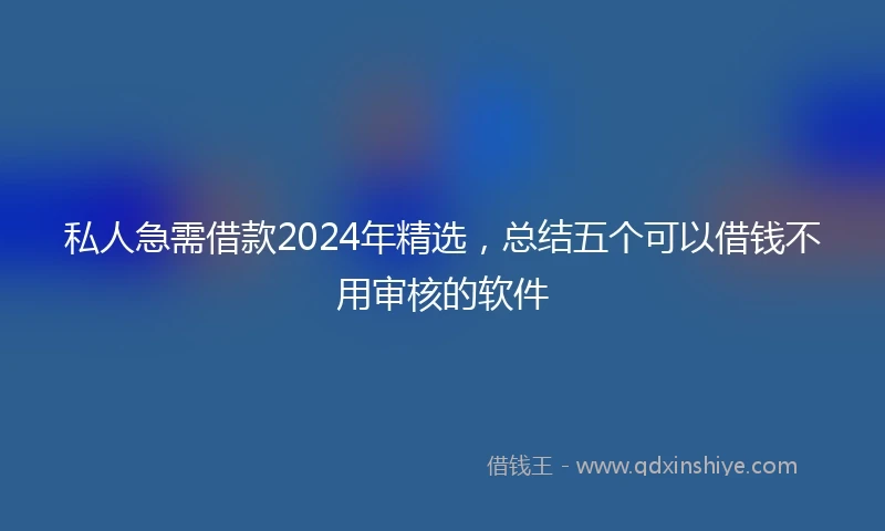 私人急需借款2024年精选，总结五个可以借钱不用审核的软件
