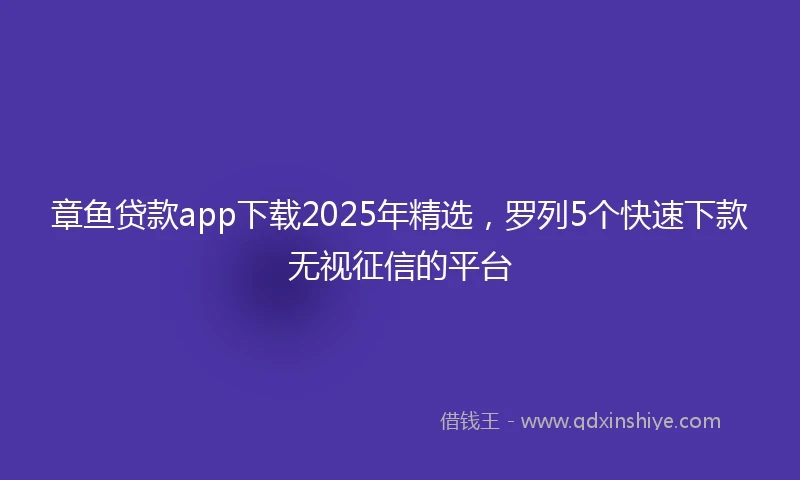 章鱼贷款app下载2025年精选，罗列5个快速下款无视征信的平台