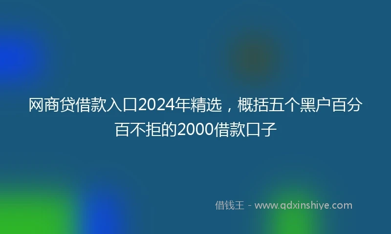 网商贷借款入口2024年精选，概括五个黑户百分百不拒的2000借款口子