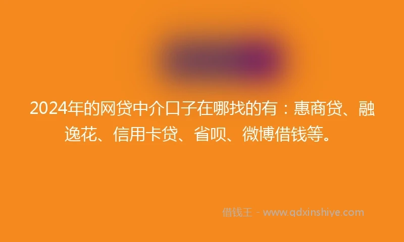 2024年的网贷中介口子在哪找的有：惠商贷、融逸花、信用卡贷、省呗、微博借钱等。