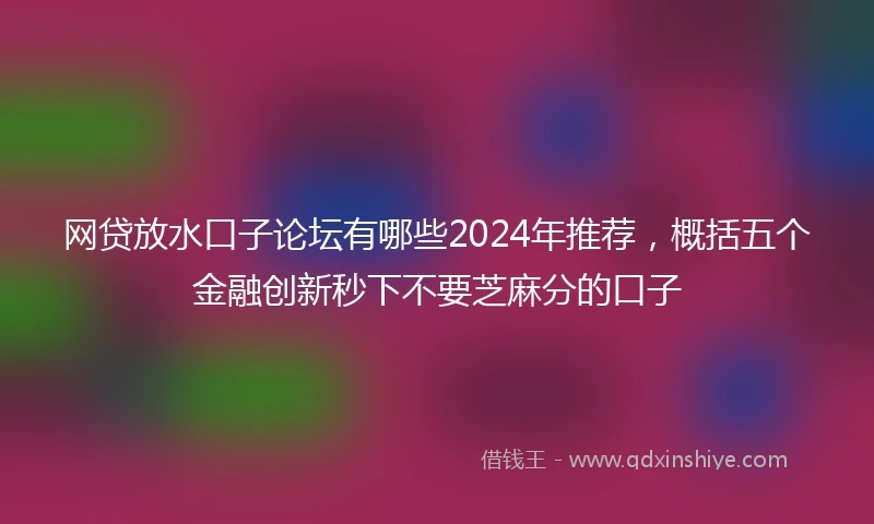 网贷放水口子论坛有哪些2024年推荐，概括五个金融创新秒下不要芝麻分的口子