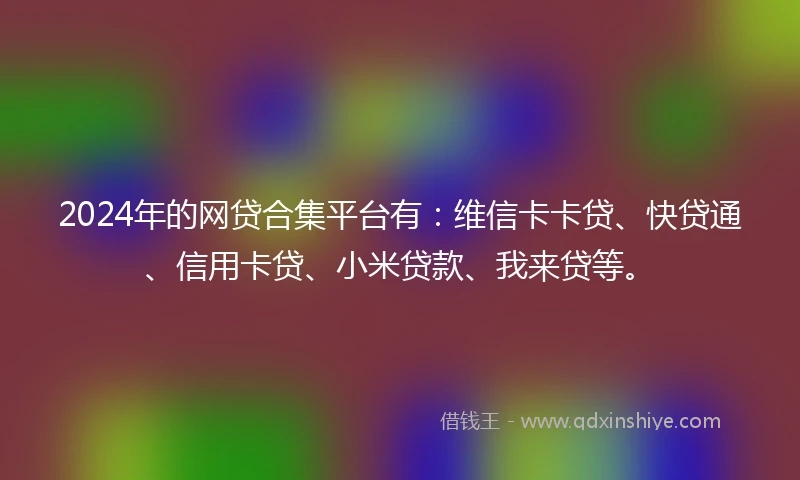 2024年的网贷合集平台有：维信卡卡贷、快贷通、信用卡贷、小米贷款、我来贷等。