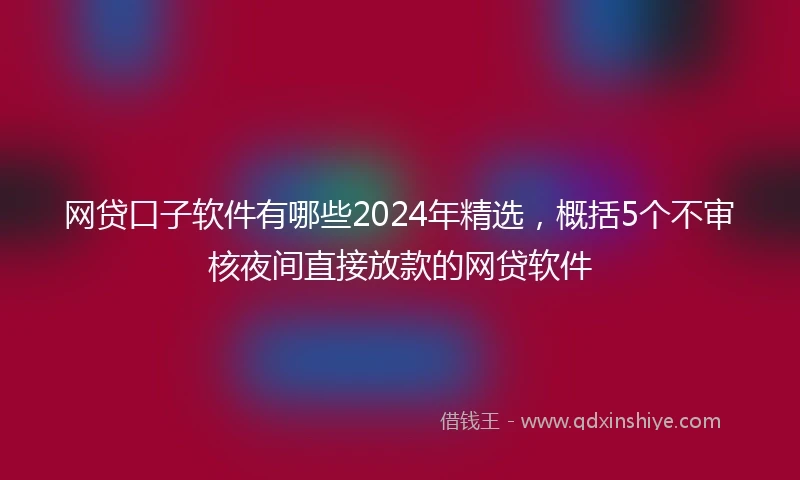 网贷口子软件有哪些2024年精选，概括5个不审核夜间直接放款的网贷软件