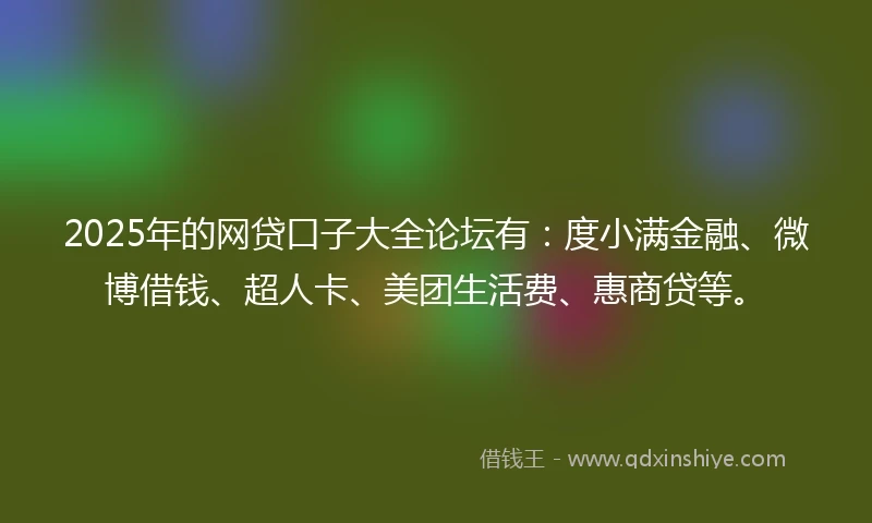 2025年的网贷口子大全论坛有：度小满金融、微博借钱、超人卡、美团生活费、惠商贷等。
