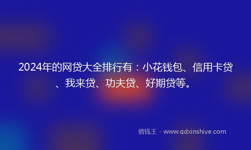 2024年的网贷大全排行有：小花钱包、信用卡贷、我来贷、功夫贷、好期贷等。