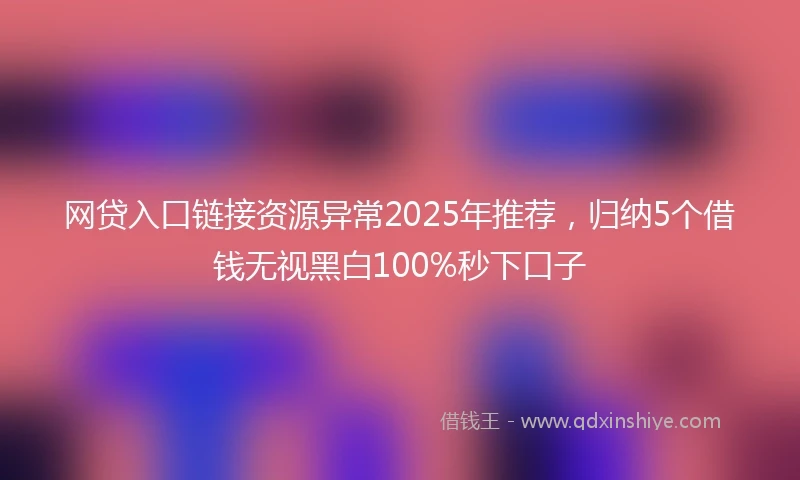 网贷入口链接资源异常2025年推荐，归纳5个借钱无视黑白100%秒下口子