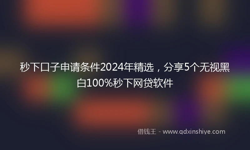 秒下口子申请条件2024年精选，分享5个无视黑白100%秒下网贷软件