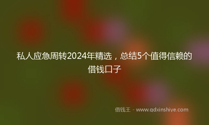 私人应急周转2024年精选，总结5个值得信赖的借钱口子